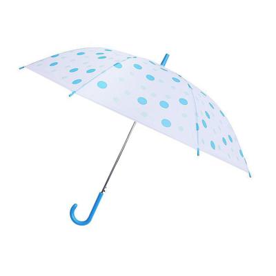 China 21 inch contemporary cheap automatic open custom print POE clear plastic upright umbrella for sale