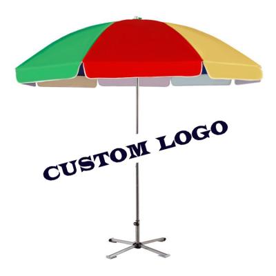 China Contemporary Custom Branded UV Protection Polyester Beach Umbrella for sale