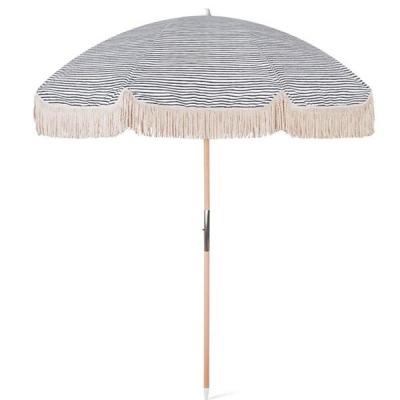 China Contemporary Custom Cotton Tassels Print Quality Size Luxury Beach Umbrella With Fringe for sale