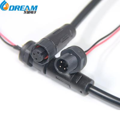 China CQC Waterproof Wire Cable Assembly Connector 5 Cores Black  LED M12 Connector for sale