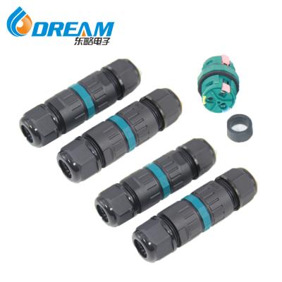 China Pa66 3pin Waterproof Cable Connector Ip68 Male/Female Electrical Connector for Outdoor for sale