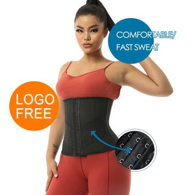 China 25 Steel Bones Wholesale Custom Latex Logo 2 Belts With Zipper Fajas Corset Body Shaper 25 Steel Bones Waist Trainer Colombian Diet Trainer for sale