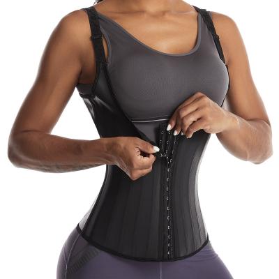 China Best Selling Adult Rubber Memory Corset 9 Steel Bone 3*16 Hooks For Short Torso Vest 100% Latex Waist Trainer For Women Men for sale