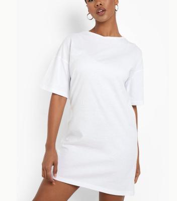 China 2022 Summer Fashion Ladies Anti-Static Clothing Dress Manufacturer Custom Logo Daily Casual Anti-static Daily White T-shirt Dress Woman for sale