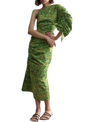 China 2022 New Fashion Breathable Green Midi Bodysuit High Quality Ladies Wholesale Summer Dresses For Women for sale