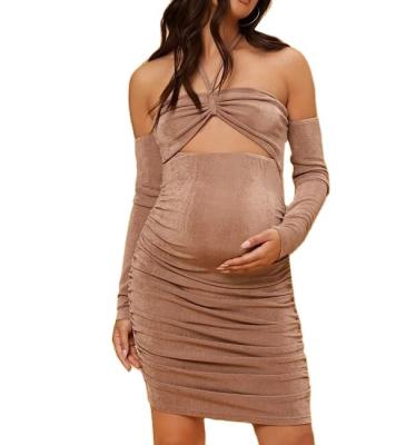 China New Fashion Radiation Safety Cotton Bodycon Ruched Backless Maternity Dress Ever-Pretty New High Quality High Quality Cotton Tie For Pregnant Ladies for sale