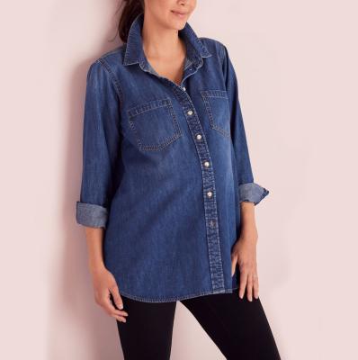 China Custom Made Breathable High Quality Denim Maternity Shirts Fashion Comfort Women Antibacterial Casual Nursing Pregnant Clothing for sale