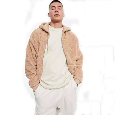 China Custom Oversized Anti-Shrink French Terry Hoodie With Zippers Men's Beige Zipper 2021 New Design Winter Anti-Shrink for sale