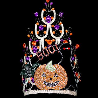 China 2018 Halloween rhinestone crowns crystal tiaras yellow and black stonesm for girls for sale