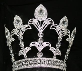 China 8 inch tall classic pageant rhinestone crowns for pageants of US silver plating manufacturer of china pai crown for sale