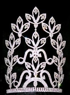 China Large leaves rhinestone crowns and tiaras for pageant girls lady hot sale tall crowns supplier whosale pageant crowns for sale