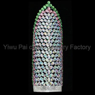 China custom 30 inch ab big stones crystal paegeant crowns or rhinestone crowns yiwu supplier pai crown jewelry factory for sale