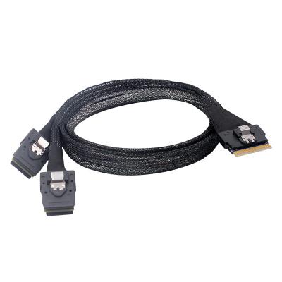 China Mini-SAS Server SFF-8654-8i 74pin to 2x Mini-SAS Server SFF-8087 Motherboard Cable Raid Cable for sale