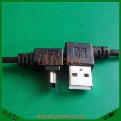 China Mobile Phone Types Left Angle USB A Male To Down Angle MINI-B Male for sale