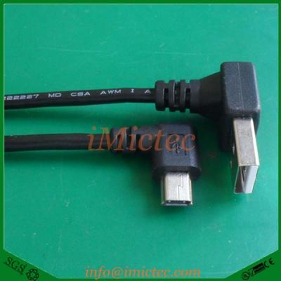 China Data Transmission Angle USB A Male To MINI-B Right Angle Male for sale