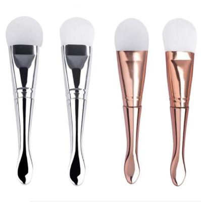 China Custom Nylon Facial Vegan Facial Makeup Brush Pro Beauty Flat Brush Silicone Mask Applicator Synthetic Bristle Face Mask Brush For Makeup for sale