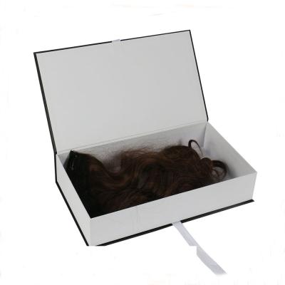 China Custom Logo Handmade Satin Hair Bundle Extension Wig Display Private Label Packaging Boxes for sale