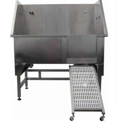 China BTS-131 Pet Stocked Cleaning Stainless Steel Dog Grooming Tubs with Swing in/out Ramp and Sliding Door for sale