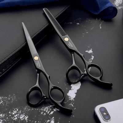 China Hair Cutting Scissors Professional Hair Scissors Customize Available Hairdresser Shears Black Color Hair Cutting Scissors 4cr13 for sale