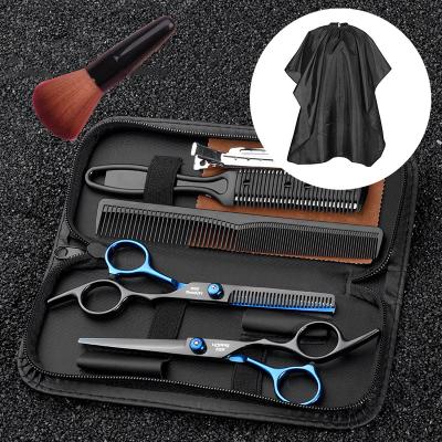 China Back Blue Hair Cutting Scissors Hair Scissors Hairdressing Scissors Set Thinning Clipper Razor Cutting Scissors Barber HaircutProfessional for sale