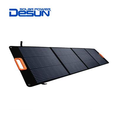 China Desun Portable Solar Foldable Solar Phone Charger High Efficiency 100W 200W Solar Charger Panel For Outdoor Camping Hiking 182mmx182mm for sale