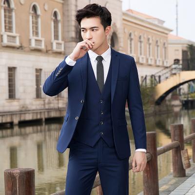 China Quick Ship 9 Colors Mens Slim Fit One Bottom Wedding Suit (blazer+pants+vest) 3 Pieces Mens Business Formal Suit MS132 for sale