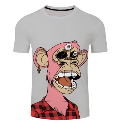 China NFT Anti-Shrink Annoying Monkey Creative Series 3D Printing NFT Summer Casual Short Sleeve Fashionable Men's T-shirt for sale