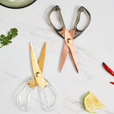 China Multipurpose New Arrival 8 Inch Golden Chicken Bone Shears Acrylic Scissors With Clear Handle Scissors For Kitchen Home Craft for sale