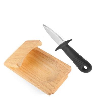 China Factory direct seafood shell opener plastic shell handle oyster knives professional shucker knife set with wood block for sale