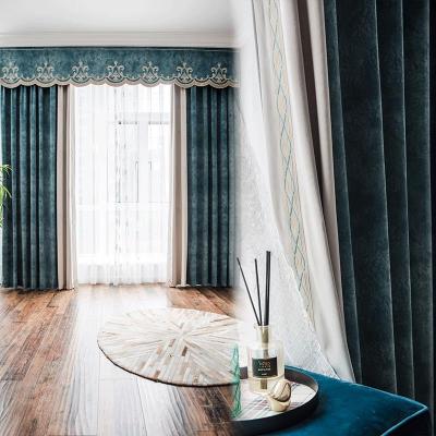 China French Blackout Window Decoration Blackout Porcelain Curtain In Bedroom Custom Luxury Modern Ready Made Supplier for sale