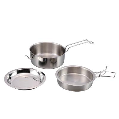 China Sustainable 3PCS Stainless Steel Stove Set Camping Cookware for sale