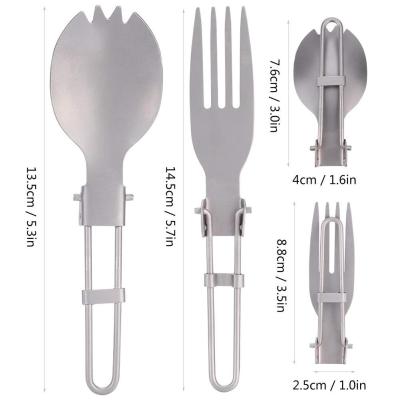 China Sustainable Titanium Spoon Fork Spork With Folding Handle For Outdoor Camping for sale