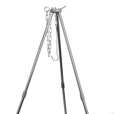 China Manual Portable Camping Tripod Aluminum Stand For Outdoor Grill Rise Cooking Money for sale