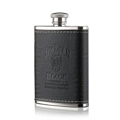 China Traditional Customer's Logo Stainless Steel 4 Ounce Hip Flask With Leather Wrapped for sale