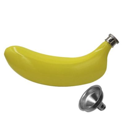 China Traditional Wholesale Stainless Steel 5oz Banana Shape Hip Flask With Funnel for sale