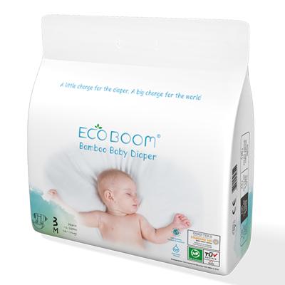 China ECO BOOM 32 Count M Size Top Quality Plain Weave Newborn Eco Friendly Disposable Diapers for sale