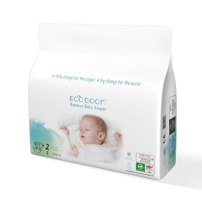 China ECO BOOM 36 Count S Size Baby Eco Baby Diaper Organic Bamboo Plain Weave Baby Plant Based Diapers for sale