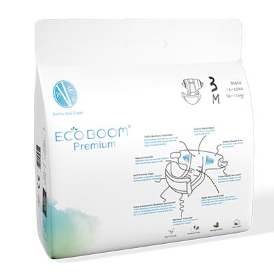 China 32 Count Size M Size ECO BOOM Baby Bamboo Nature Diapers Soft Eco Friendly Diapers Plain Weave for sale