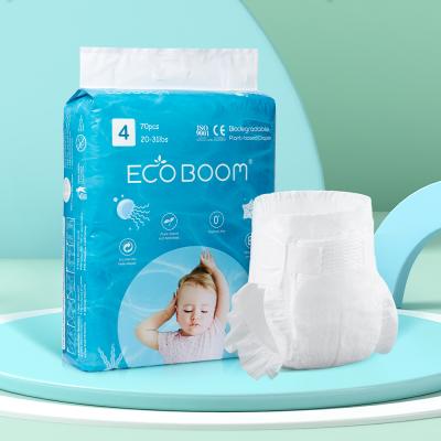 China Eco-Friendly ECO BOOM Fluff Pulp Cotton Baby Nappy Diaper Chlorine Free Organic Diaper for sale