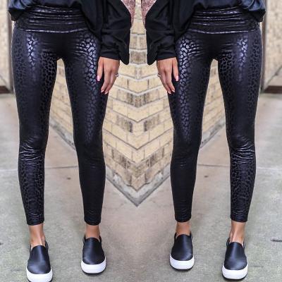 China New Breathable Wholesale Fashion Women Leopard Textured Black Ribbed Workout Yoga Leggings for sale