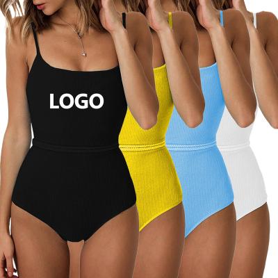 China OEM Logo Designer Swimwear Women's One Piece Swimwear Luxury Sexy Custom Print Black Criss-Cross Back Print Swimwear for sale