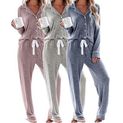 China Winter Thermal Wholesale Designer Pajamas Two Piece Pijamas Women's Pajamas Cute Solid Comfortable Pajamas for sale