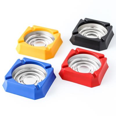 China Modern Creative Square Type Ashtray Fashion Stainless And Plastic Ashtray for sale