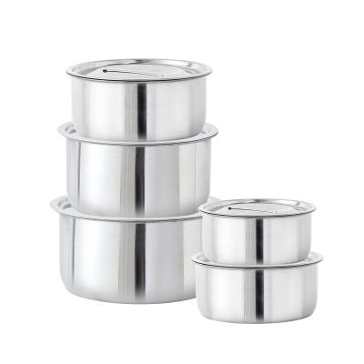 China 10 PCS Stainless Steel Sustainable Cooking Pot Set, Soup Pot Set, Fresh-keeping Pot Set for sale