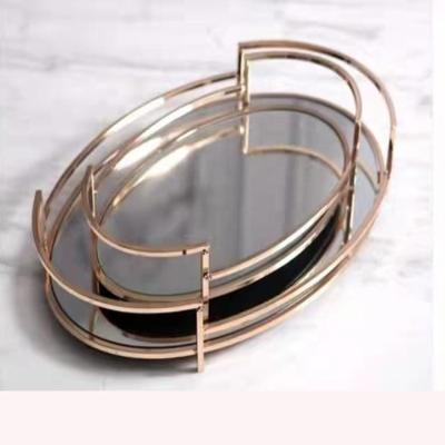 China Wholesale Beautiful and Practical Home.Restaurant.Bar.Hotel.Wedding Decorative Mirror Tray with Gold Surface Finish for Girl to Store Perfume Toiletries for sale