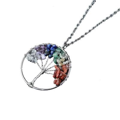 China Wholesale Europe Handmade Gemstones Chakra Healing Stones Crystal Pendants Necklace For Sweaters for sale