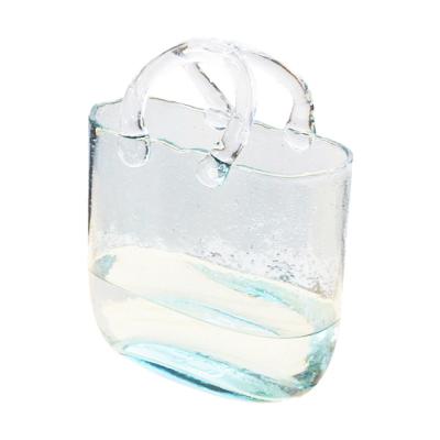 China 56Healing Art Deco Wholesale Nordic Colorful Bag Vase Transparent Cylinder Colored Hand Blown Glass Vases In Bag Shape for sale