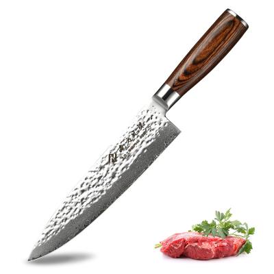 China Disposable Dropshipping Supplier Professional 8 Inch Damascus Kitchen Stainless Japanese Chef Knife With Pakkawood Handle Knife for sale