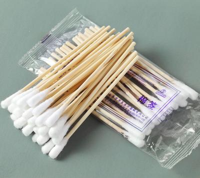 China MS05 10cm Disposable cotton swab sterile cosmetic single head medical wooden stick cotton swab absorbent cotton swab for sale