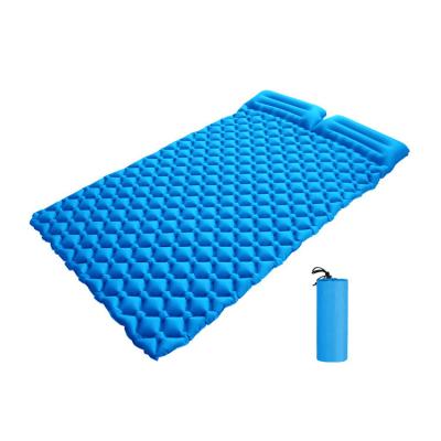 China Best Selling TPU Nylon Inflatable Mat With Pillow Inflatable Sleeping Blanket Pads Large Size Double Camping Inflating Sleep Pads for sale